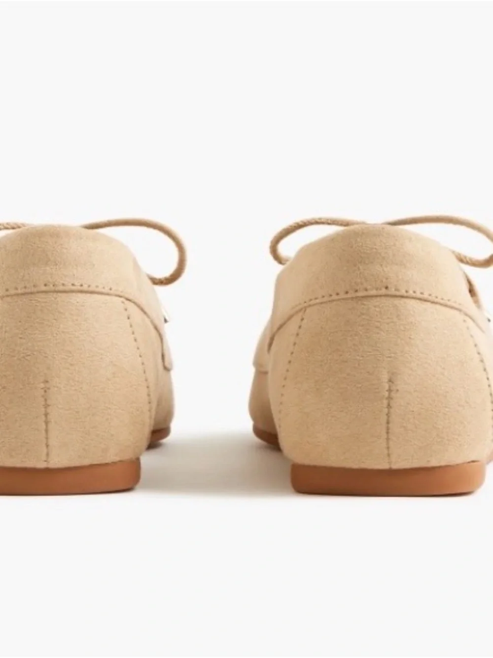 NWT Light Khaki Beige Suede Tie-Front Loafers - Women Shoes